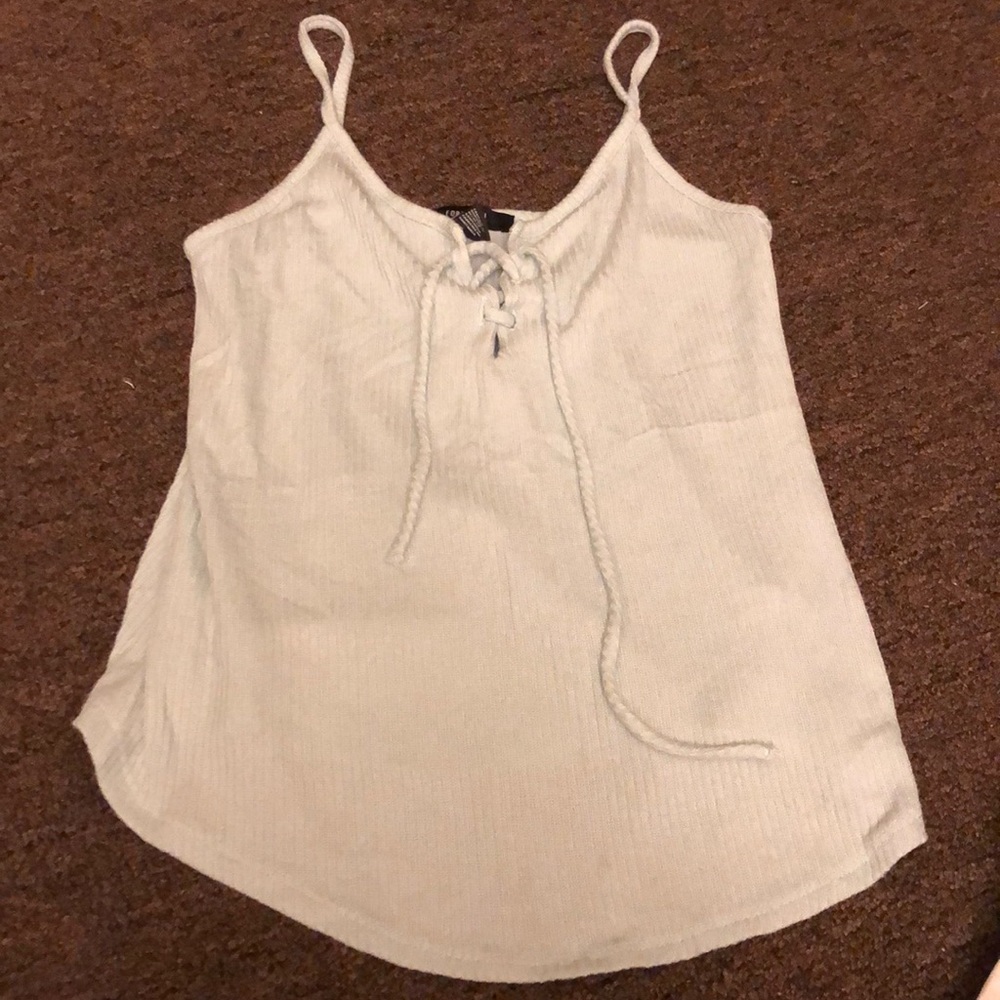 Ribbed front tie tank top